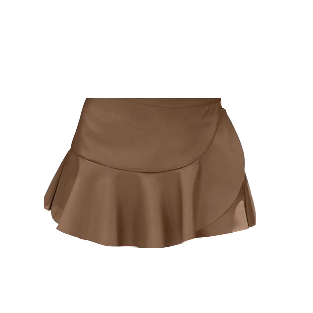 BNWT Faux Leather Skirt High Waisted Ruffled Hem Mini Skirt w/ Short Lining